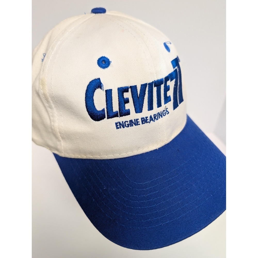 NASCAR Hat Cap Snap Back Mens One Size White Blue Racing Clevite 77 Embroidered